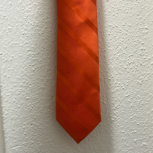 Tommy Hilfiger Mens Solid Textured Stripe Si Orange ONE SIZE - Picture 1 of 1